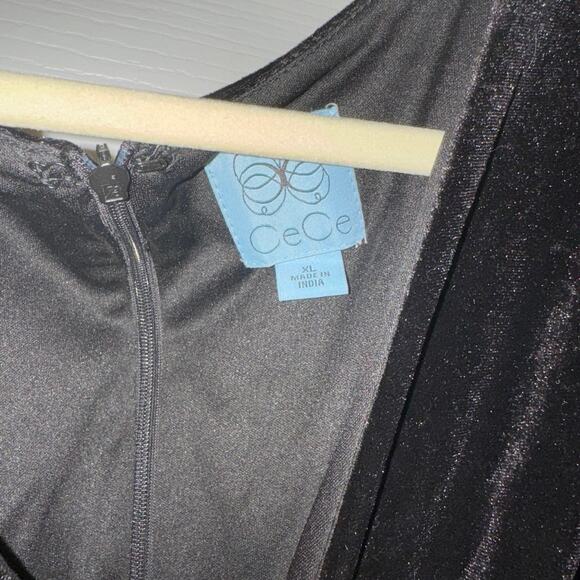 CeCe Black Velvet Tie Front Jumpsuit Size XL New without Tag MSRP $99 SOO - Picture 7 of 7